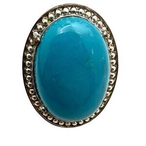 Large Cabochon Oval Cocktail Ring Vintage Intricate Geometric Design Southwest